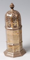 Lot 116 - An Art Deco silver octagonal sugar caster,...