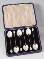 Lot 123 - A cased set of six Art Deco silver and...
