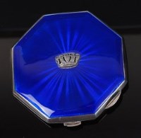 Lot 128 - An Art Deco silver and blue guilloche enamel...