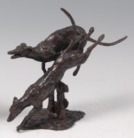 Lot 183 - Paul Jenkins (b.1949) - Two foxhounds, bronze,...