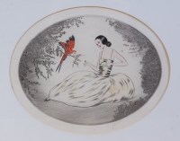 Lot 218 - A French Art Nouveau lithograph of a seated...