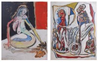 Lot 227 - Modern European School - Pair; 1970s abstract...