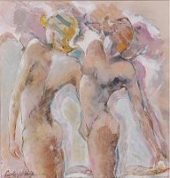 Lot 240 - Audrey Hay - Movement, acrylic on paper,...