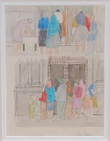 Lot 268 - Valerie Thornton (1931-1991) - Figures waiting...