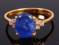 Lot 2367 - An 18ct gold, sapphire and diamond ring,...