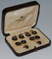 Lot 2010 - A cased gents 18ct gold backed dress set...