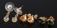 Lot 2072 - A pair of modern 9ct gold and blue topaz set...