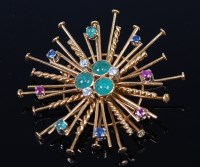 Lot 2073 - A high carat yellow metal brooch centre set...
