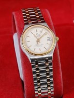 Lot 2128 - A ladies steel and bi-metal Omega Seamaster...