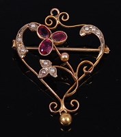 Lot 2133 - An early 20th century 9ct gold, amethyst and...