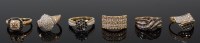 Lot 2158 - Six various modern 9ct gold multi-diamond set...
