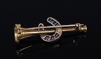 Lot 2162 - A 15ct gold diamond set hunting brooch,...