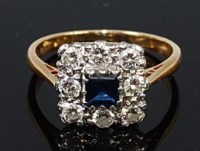 Lot 2180 - An Art Deco 18ct gold, sapphire and diamond...