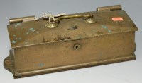 Lot 139 - A small heavy brass table top strong box of...