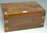 Lot 200 - A Victorian walnut and brass bound writing...