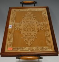 Lot 208 - An early 20th century walnut twin handled tray,...