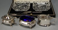 Lot 290 - Three various silver cruets; together with a...