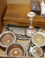 Lot 298 - A box of assorted plated wares, to include;...