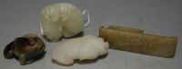 Lot 376 - A Chinese polished hardstone carving of a frog;...