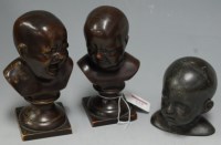 Lot 219 - A pair of bronzed composition pedestal busts,...