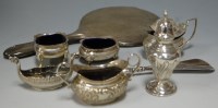Lot 282 - Assorted silverware to include; hand mirror,...