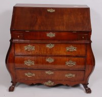 Lot 3630 - An early 19th century walnut bombe bureau, the...