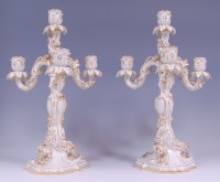 Lot 3107 - A pair of Meissen porcelain blanc-de-chine and...