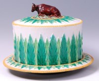 Lot 3147 - A Victorian George Jones majolica cheese dome...