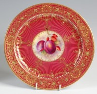 Lot 3063 - A Royal Worcester bone china cabinet plate,...
