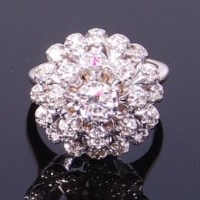 Lot 3305 - A 14ct white gold diamond cluster ring,...
