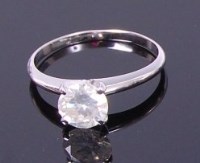 Lot 3343 - A 14ct white gold diamond solitaire ring, the...