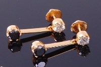 Lot 3349 - A pair of 18ct gold diamond ear pendants, each...