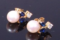 Lot 3351 - A pair of Mappin & Webb 18ct gold, cultured...