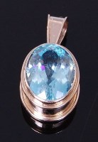 Lot 3354 - An 18ct white gold and aquamarine pendant, the...