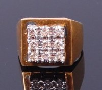 Lot 3362 - A gents 18ct gold and diamond set signet ring,...