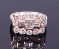 Lot 3365 - An Art Deco 18ct white gold and diamond...