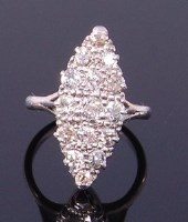 Lot 3369 - An Art Deco 18ct white gold diamond ring, the...