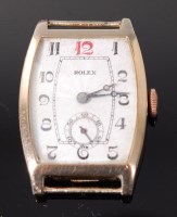 Lot 3388 - A vintage gents 9ct gold Rolex tank watch,...