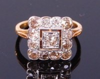 Lot 3434 - An Art Deco yellow gold diamond tablet ring,...