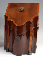 Lot 3442 - A George III mahogany and inlaid knife-box,...