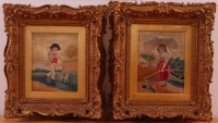 Lot 3464 - A pair of late Georgian silkwork pictures, as...