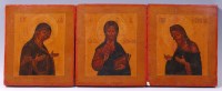 Lot 3471 - A set of three 19th century Russian icons,...