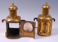 Lot 3474 - A pair of George III brass coaching lanterns,...