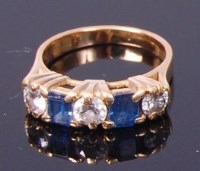 Lot 3302 - An 18ct gold, sapphire and diamond ring,...