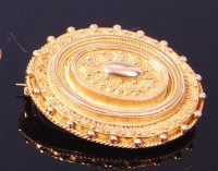 Lot 3317 - A Victorian yellow metal mourning brooch, of...