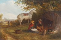 Lot 3547 - Thomas Smythe (1825-1907) - A Gypsy encampment,...
