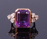 Lot 3363 - A yellow metal, amethyst and diamond set dress...