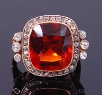 Lot 3401 - An 18ct gold, orange quartz and diamond set...