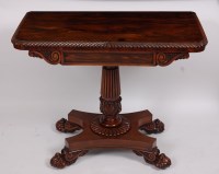 Lot 3618 - A William IV rosewood card table, the D-shaped...