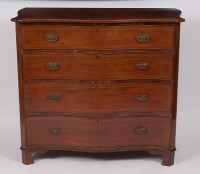Lot 3642 - A 19th century mahogany serpentine front chest,...